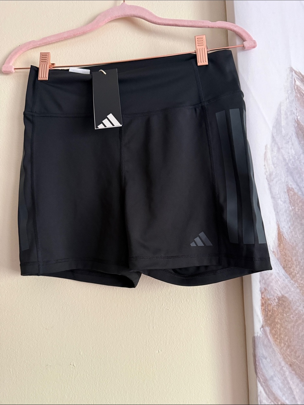 adidas Black Athletic Shorts with Matte Three-Stripe Accent